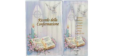 Bomboniera Cresima: Libretto ricordo della Confermazione con rosario, testi in italiano