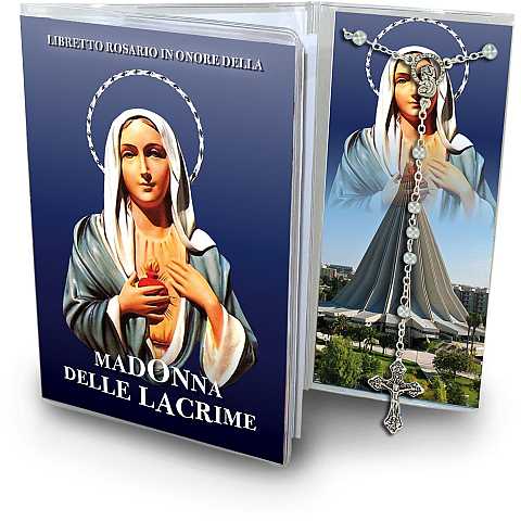 Libretto dedicato alla Madonna delle Lacrime (Siracusa) con rosario classico 5 decine - italiano