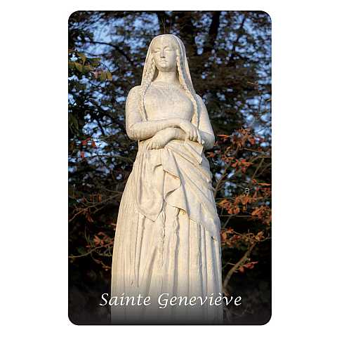 Immagine plastificata Santa Genoveffa  in PVC - 5,5 x 8,5 cm- francese