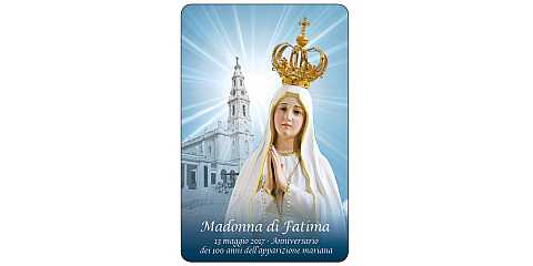 Card Madonna di Fatima in PVC da 5,5 x 8,5 cm - in italiano