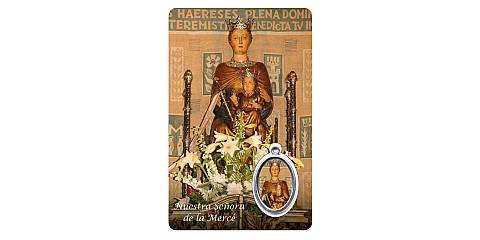 Card Madonna della Mercé con medaglia  cm 5,5 x 8,5-spagnolo