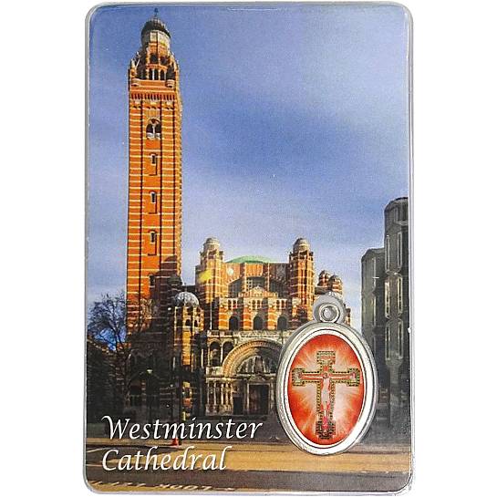 Card Cattedrale di Westminster con medaglia - 5,5 x 8,5 cm - in inglese