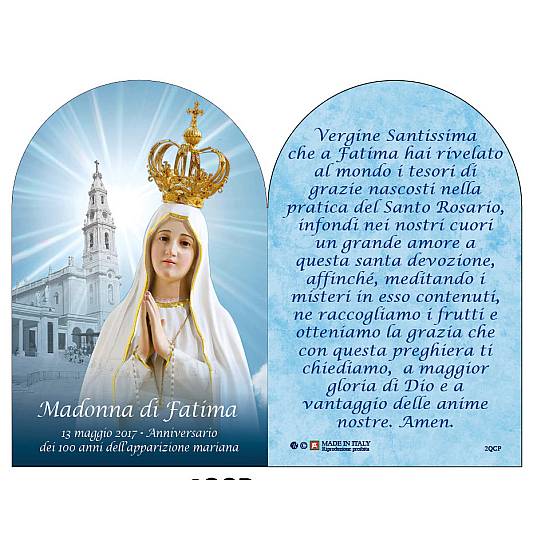 Quadretto Madonna di Fatima in legno doppia cupola - 9 x 11,5 cm - italiano
