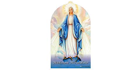 Quadretto Madonna Miracolosa in legno - 9 x 11,5 cm