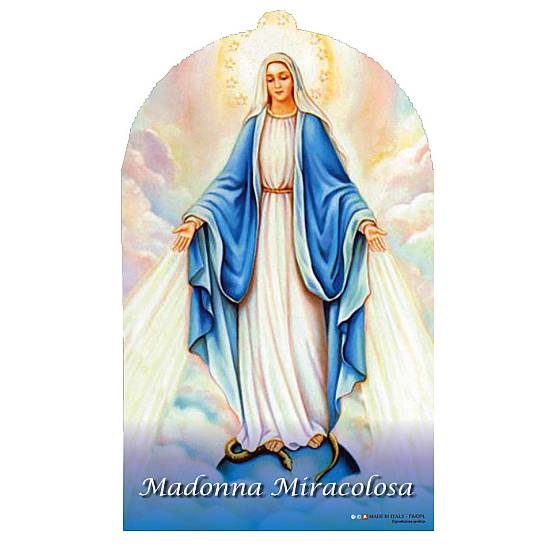 Quadretto Madonna Miracolosa in legno - 9 x 11,5 cm