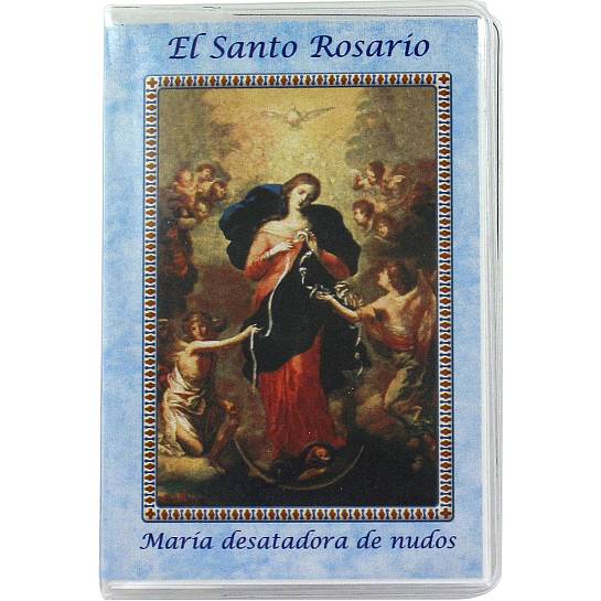 Libretto mini Santo Rosario cm 6,5 x 9,5 di Maria che scioglie i nodi - Spagnolo
