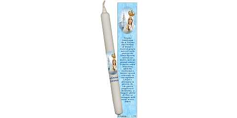 Candela in blister  con immagine della Madonna di Fatima cm 4,5 x 25,5