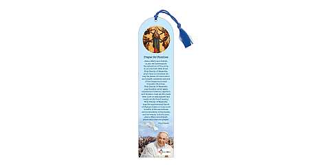 Segnalibro Papa Francesco a forma di cupola con fiocchetto con preghiera in inglese - 5,5 x 22,5 cm