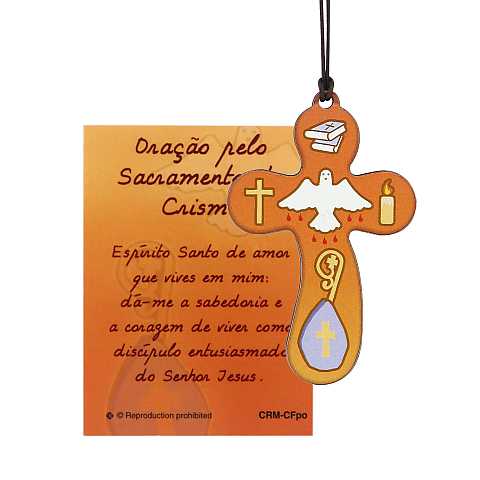 Croce Spirito Santo con laccio e  preghiera in portoghese