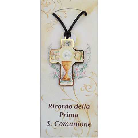 Bomboniera Comunione bambino/bambina: croce Eucaristia con preghiera in italiano