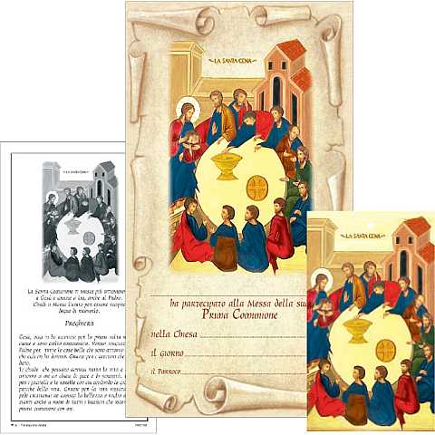 Bomboniera comunione bambino/bambina: Croce con certificato ricordo in italiano - 18 x 12 cm