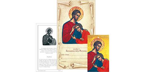 Certificato Penitenza con tavoletta di Cristo in legno - 6,5 x 11,5 cm