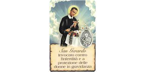 Card San Gerardo della guarigione in PVC con preghiera e medaglia - 5,5 x 8,5 cm - italiano