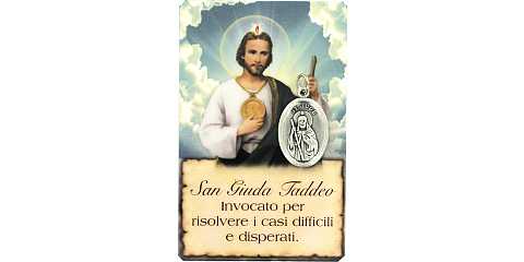 Card San Giuda Taddeo della guarigione in PVC con preghiera e medaglia - 5,5 x 8,5 cm - italiano
