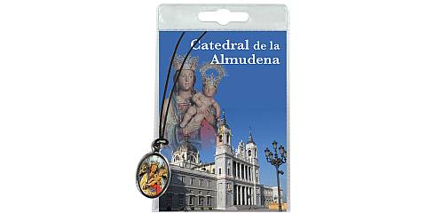 Medaglia Madonna di Almudena con laccio e preghiera in spagnolo