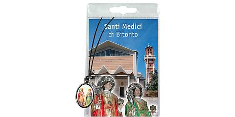 Medaglia Santi Medici Cosma e Damiano  A Bitonto) con laccio e preghiera in italiano