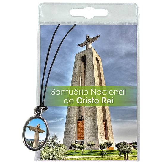 Medaglia Cristo Rei con laccio e preghiera in portoghese
