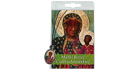 Medaglia Madonna di Czestochowa con laccio e preghiera in polacco