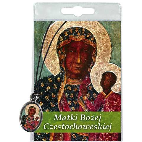 Medaglia Madonna di Czestochowa con laccio e preghiera in polacco