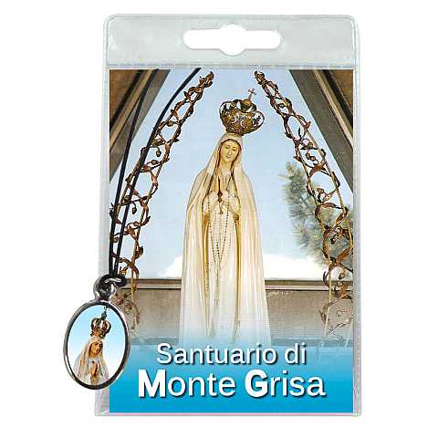 Medaglia Santuario di Monte Grisa con laccio e preghiera in italiano