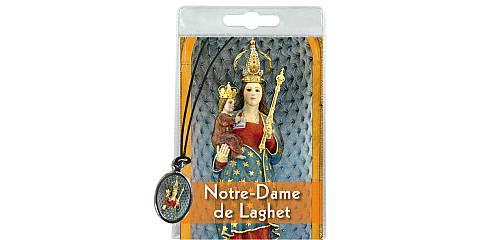 Medaglia Notre Dame de Laghet con laccio e preghiera in francese