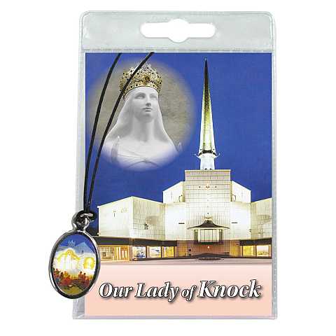 Medaglia Our Lady of Knock con laccio e preghiera in inglese