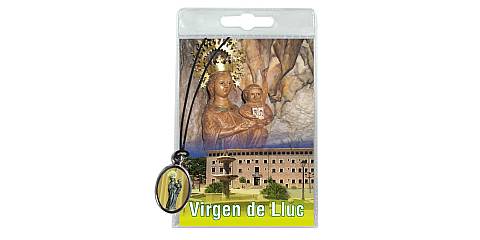 Medaglia Madonna di Lluc con laccio e preghiera in spagnolo
