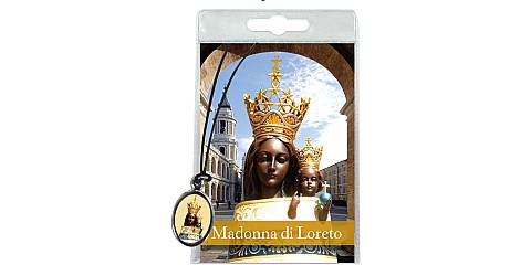 Medaglia Madonna di Loreto con laccio e preghiera in italiano