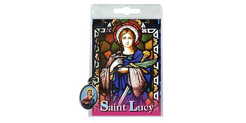 Medaglia Santa Lucia con laccio e preghiera in inglese