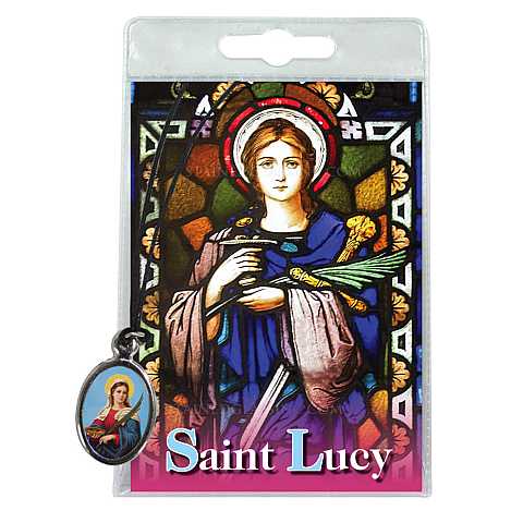 Medaglia Santa Lucia con laccio e preghiera in inglese