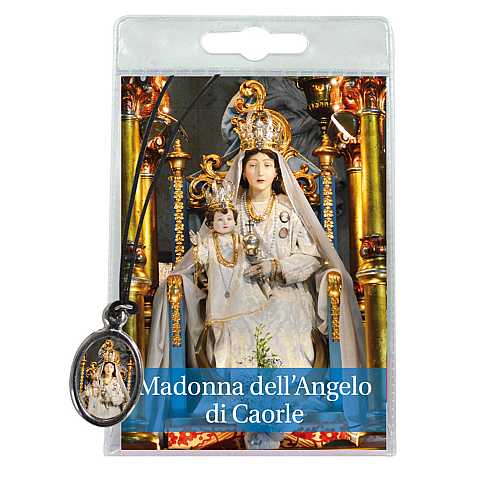 Medaglia Madonna di Caorle con laccio e preghiera in italiano