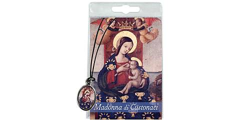 Medaglia Madonna di Custonaci con laccio e preghiera in italiano