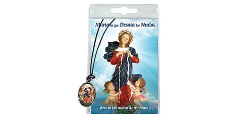 Medaglia Maria che scioglie i nodi con laccio e preghiera in spagnolo