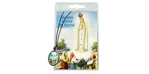 Medaglia Madonna di Fatima con laccio e preghiera in spagnolo