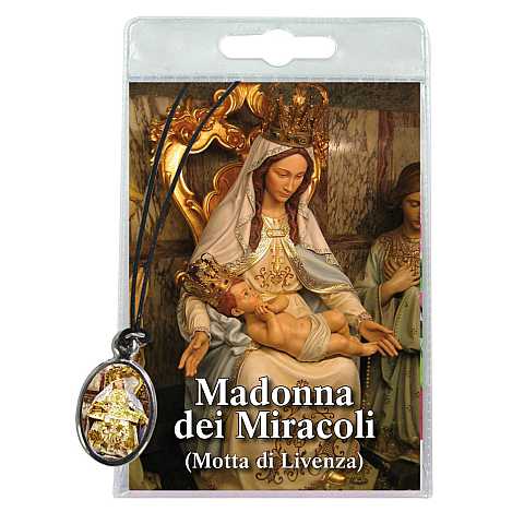 Medaglia Madonna dei Miracoli con laccio e preghiera in italiano