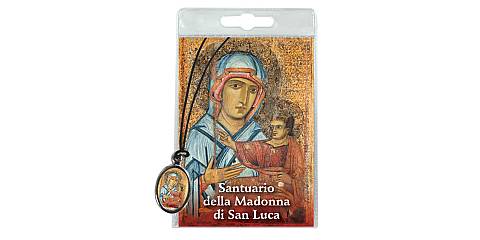 Medaglia Madonna di San Luca con laccio e preghiera in italiano