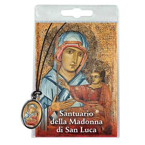 Medaglia Madonna di San Luca con laccio e preghiera in italiano