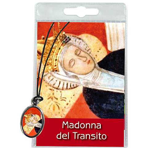 Medaglia Madonna del Transito con laccio e preghiera in italiano