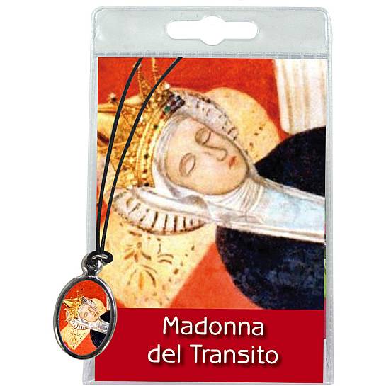 Medaglia Madonna del Transito con laccio e preghiera in italiano