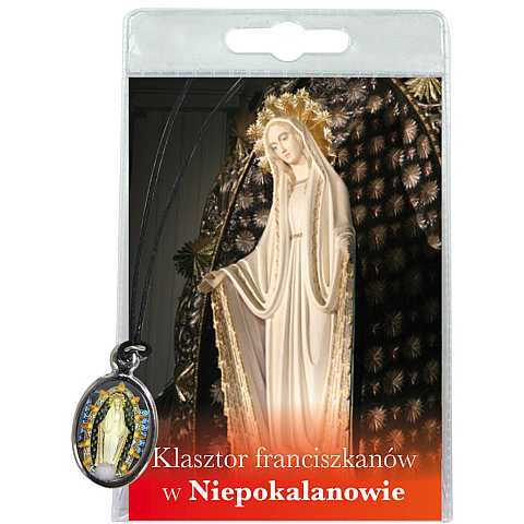 Medaglia Madonna del Convento di Niepokalanow con laccio e preghiera in polacco