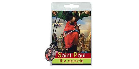 Medaglia San Paolo apostolo con laccio e preghiera in inglese