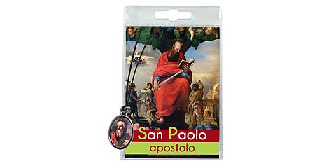 Medaglia San Paolo apostolo con laccio e preghiera in italiano
