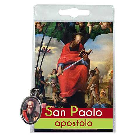 Medaglia San Paolo apostolo con laccio e preghiera in italiano