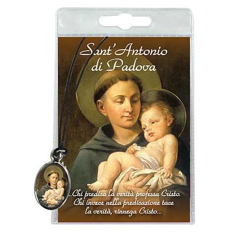 Medaglia Sant Antonio con laccio e preghiera in italiano