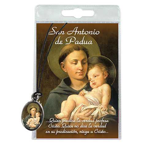 Medaglia Sant Antonio con laccio e con preghiera in spagnolo