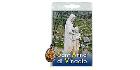 Medaglia Sant Anna di Vinadio con laccio e preghiera in italiano