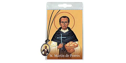 Medaglia Saint Martin de Porres con laccio e preghiera in inglese