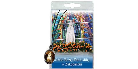 Medaglia Madonna di Fatima di Zakopane con laccio e preghiera in polacco