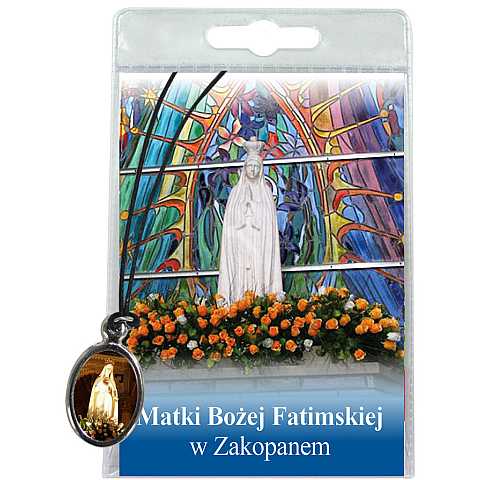 Medaglia Madonna di Fatima di Zakopane con laccio e preghiera in polacco