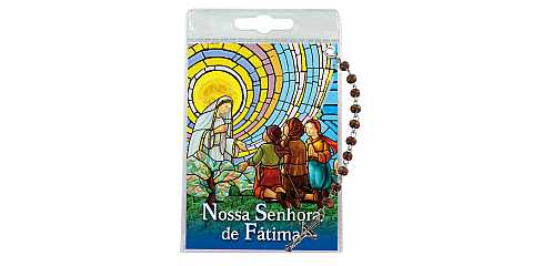 Decina della Madonna di Fatima con blister trasparente e preghiera - portoghese